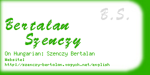 bertalan szenczy business card